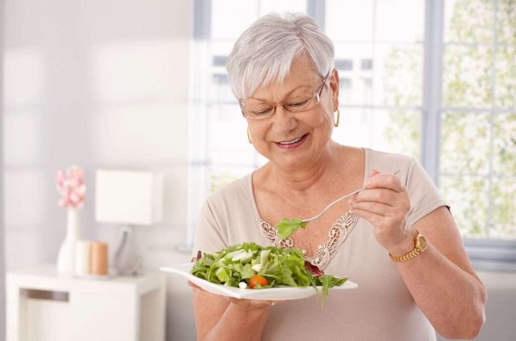 old woman eating healthy
