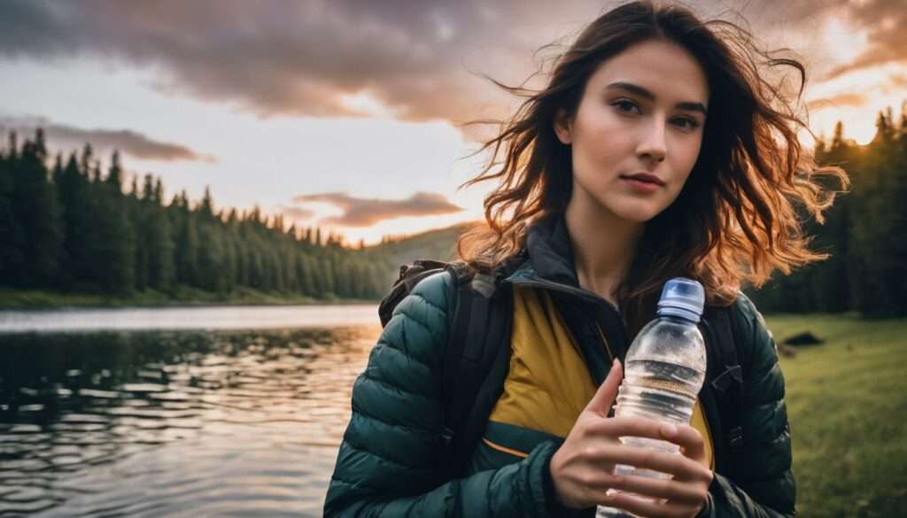 young lady holding a water bottle