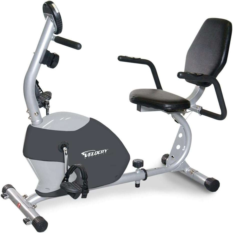 Velocity exercise gray recumbent exercise bike